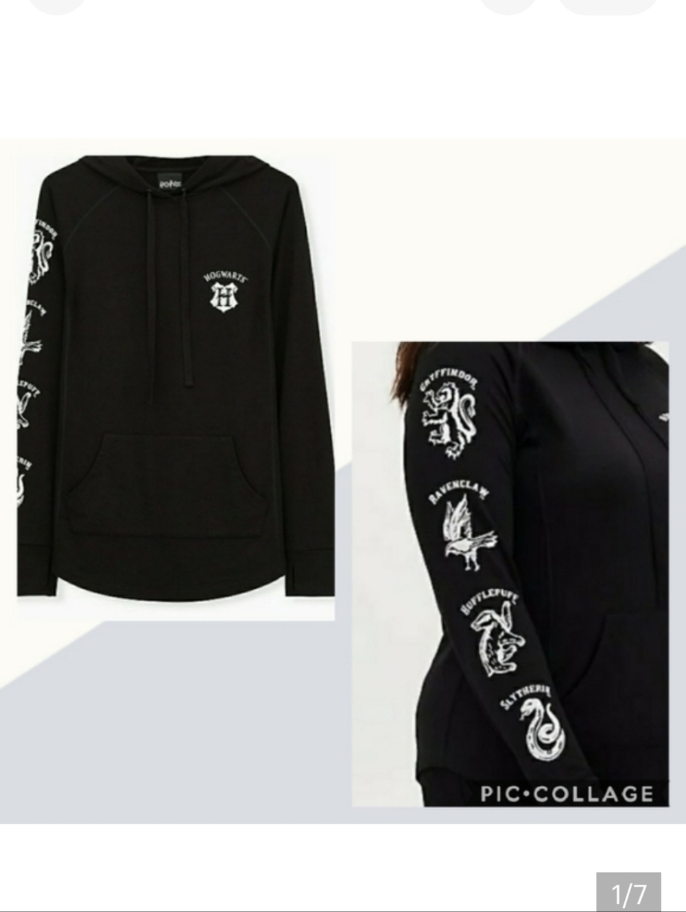 🆕2X HARRY POTTER HOGWARTS HOUSE CREST BLACK  HOODIE